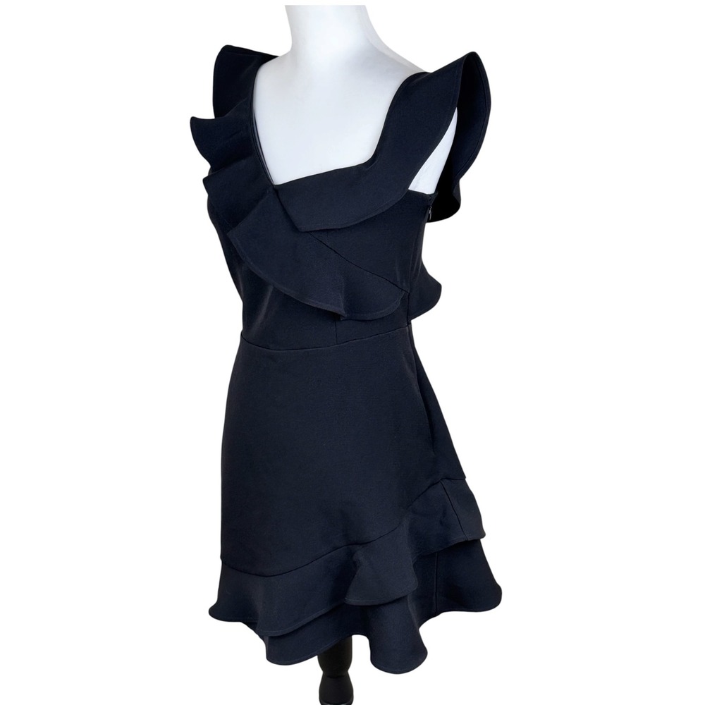 NWT Express Black Ruffle Asymmetrical Off Shoulder Mini Dress Party Small